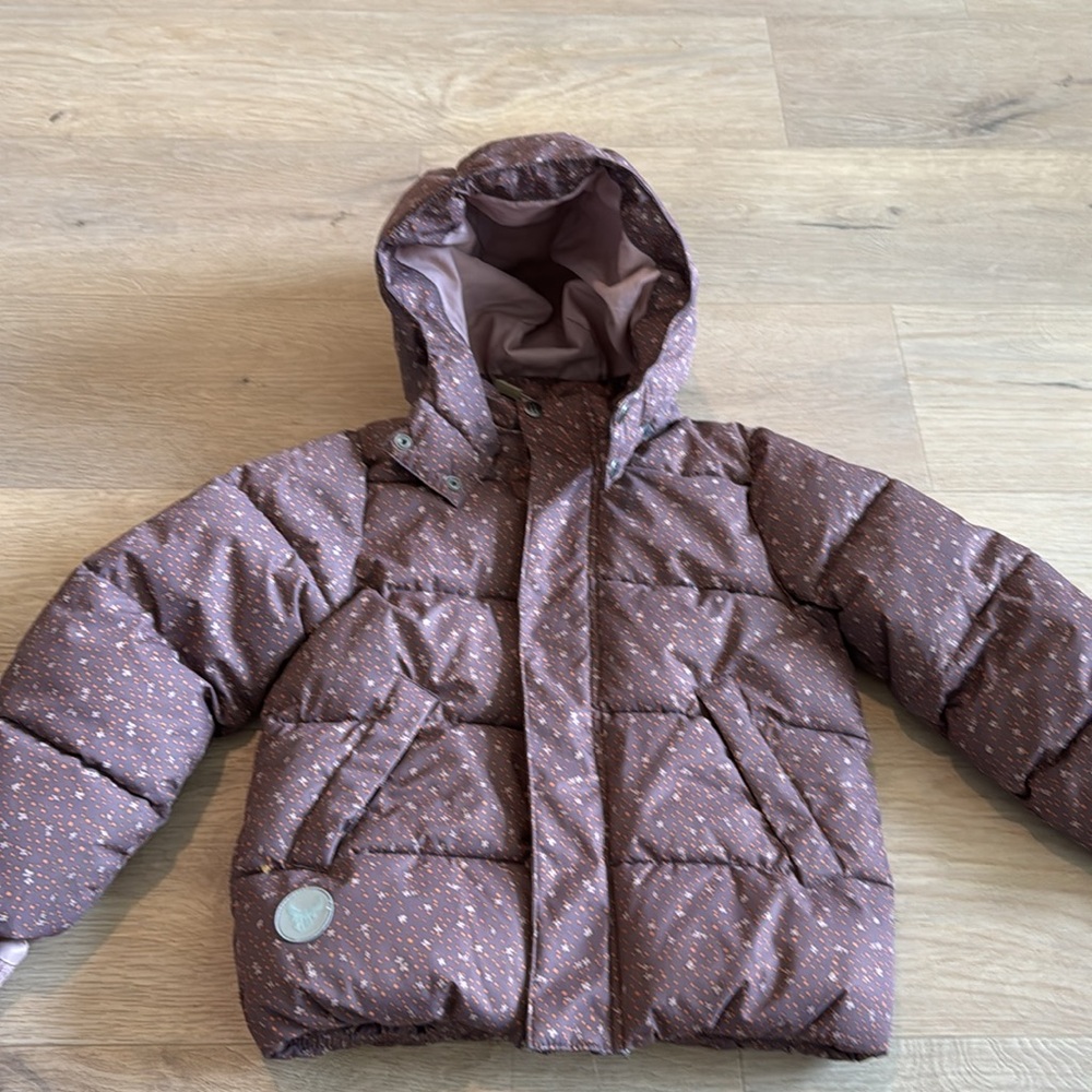 Wheat Purple Star Flower Puffer Jacket - 4